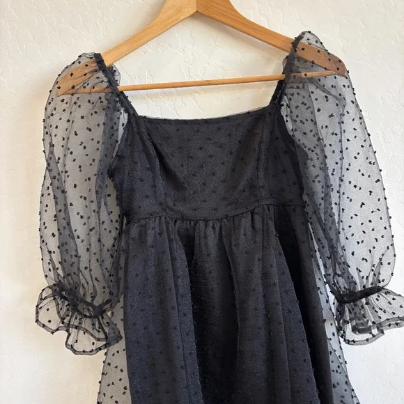Allison + Kelly Black Babydoll mini dress, Size XS, party , romantic - Picture 2 of 9